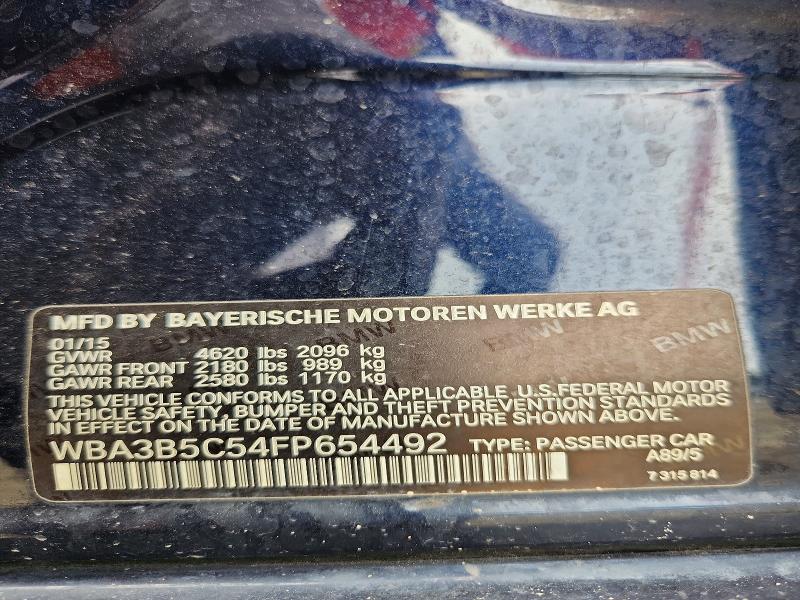 2015 Bmw 328 მანქანა იყიდება აუქციონზე, vin: WBA3B5C54FP654492, აუქციონის ნომერი: 64637026