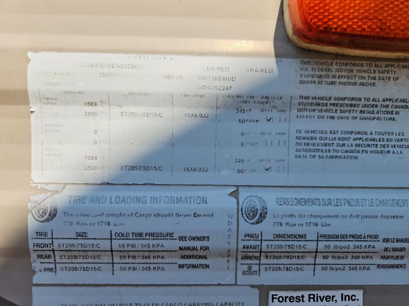 Продажа на аукционе авто 2014 Forest River Wild Wood 28dbud, vin: 4X4TWDD26EA252247, номер лота: 63381806