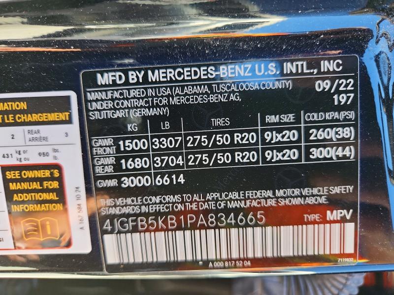 Aukcja sprzedaży 2023 Mercedes-benz Gle, vin: 4JGFB5KB1PA834665, numer aukcji: 65567576