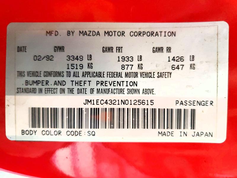 Продажа на аукционе авто 1992 Mazda Mx-3, vin: JM1EC4321N0125615, номер лота: 64158736