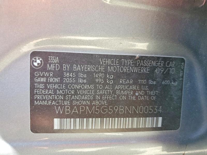 59810556 :رقم المزاد ، WBAPM5G59BNN00534 vin ، 2011 Bmw 335 مزاد بيع