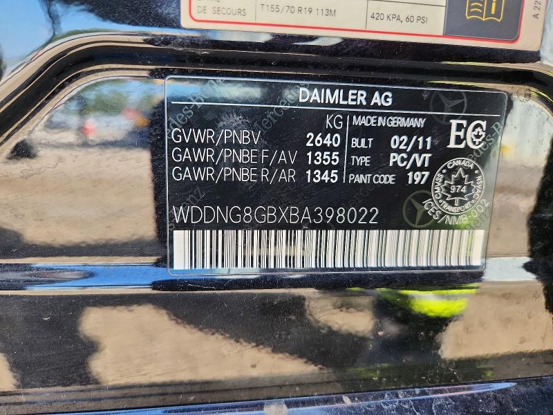 2011 Mercedes-benz S მანქანა იყიდება აუქციონზე, vin: WDDNG8GBXBA398022, აუქციონის ნომერი: 66217766