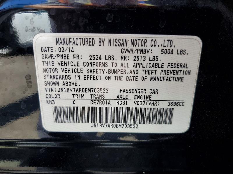 Продаж на аукціоні авто 2014 Infiniti Q50, vin: JN1BV7AR0EM703522, номер лоту: 66822346