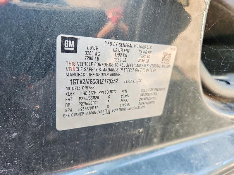 63850586 :رقم المزاد ، 1GTV2MEC6HZ178352 vin ، 2017 Gmc Sierra مزاد بيع