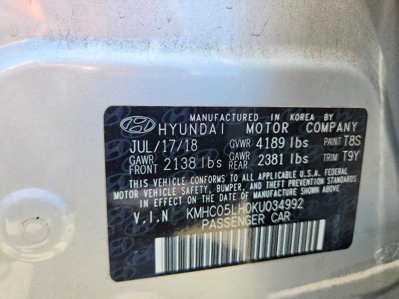 Aukcja sprzedaży 2019 Hyundai Ioniq, vin: KMHC05LH0KU034992, numer aukcji: 63124186