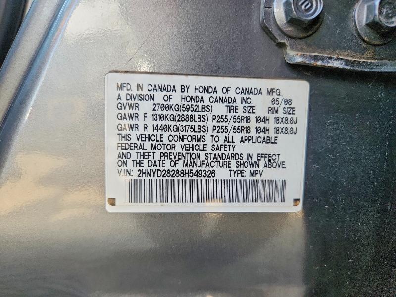 Продаж на аукціоні авто 2008 Acura Mdx, vin: 2HNYD28288H549326, номер лоту: 65486476