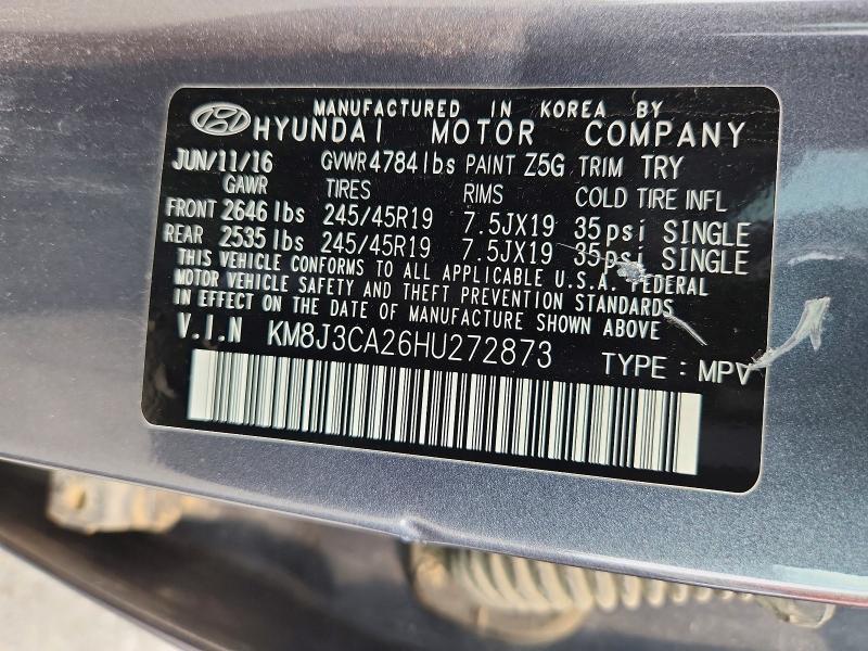 Aukcja sprzedaży 2017 Hyundai Tucson, vin: KM8J3CA26HU272873, numer aukcji: 64674316