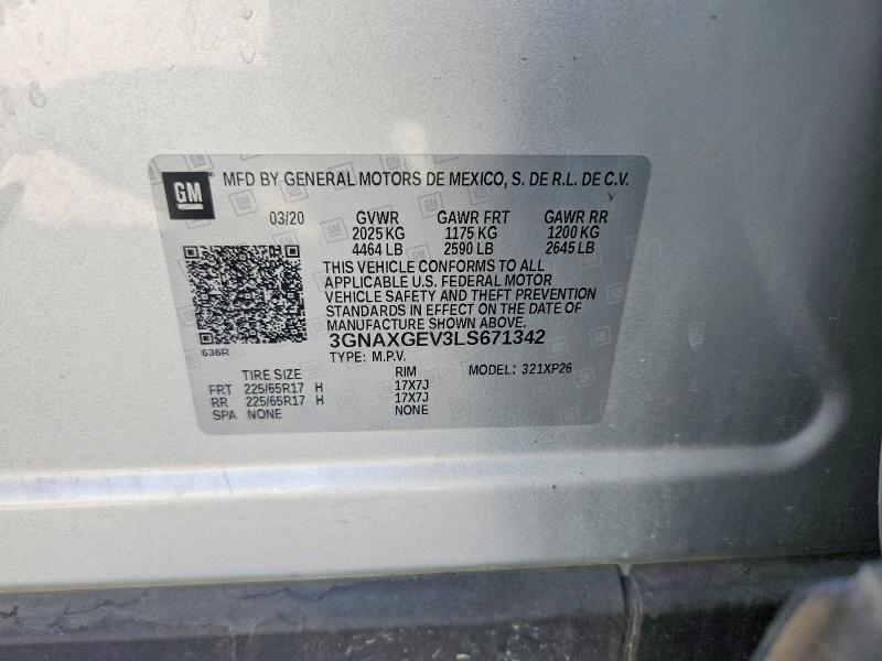 Продажа на аукционе авто 2020 Chevrolet Equinox, vin: 3GNAXGEV3LS671342, номер лота: 67342246