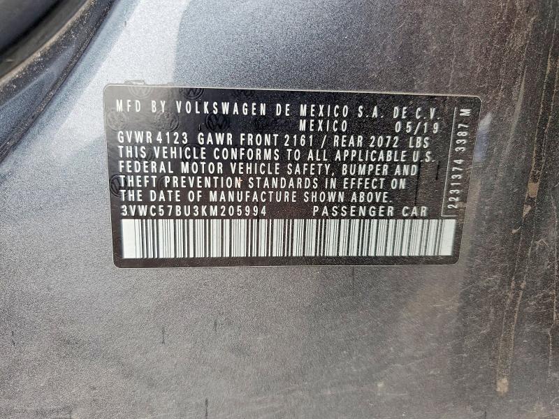 Aukcja sprzedaży 2019 Volkswagen Jetta, vin: 3VWC57BU3KM205994, numer aukcji: 67030366