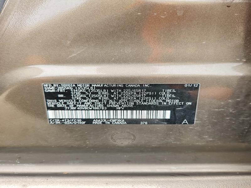 Aukcja sprzedaży 2012 Toyota Rav4, vin: 2T3BF4DV8CW186763, numer aukcji: 64272506