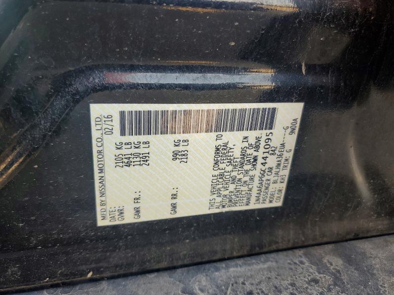 2016 Nissan Maxima მანქანა იყიდება აუქციონზე, vin: 1N4AA6AP6GC441095, აუქციონის ნომერი: 64662026