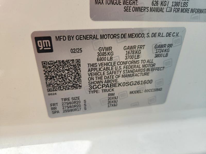 Продажа на аукционе авто 2025 Chevrolet Silverado, vin: 3GCPABEK0SG261600, номер лота: 64641276