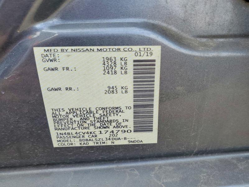 64255506 :رقم المزاد ، 1N4BL4CV4KC174790 vin ، 2019 Nissan Altima مزاد بيع