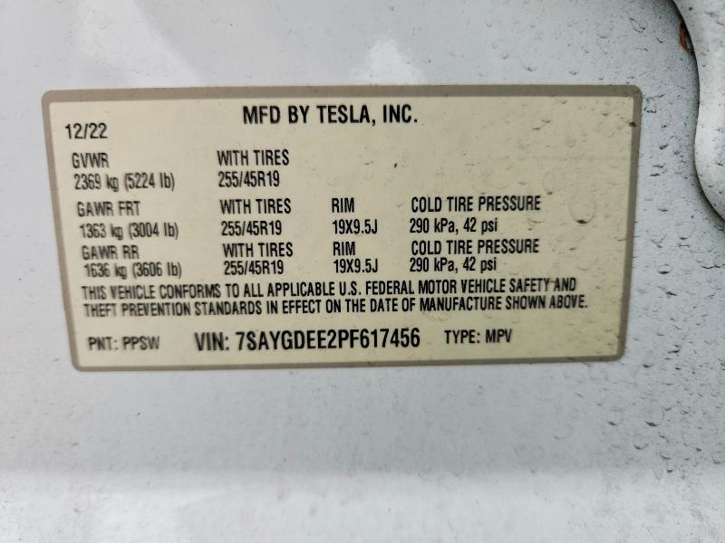 Продаж на аукціоні авто 2023 Tesla Model Y, vin: 7SAYGDEE2PF617456, номер лоту: 64297076