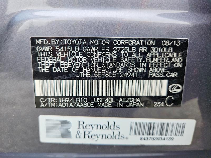Aukcja sprzedaży 2013 Lexus Ls, vin: JTHBL5EF8D5124941, numer aukcji: 66297606