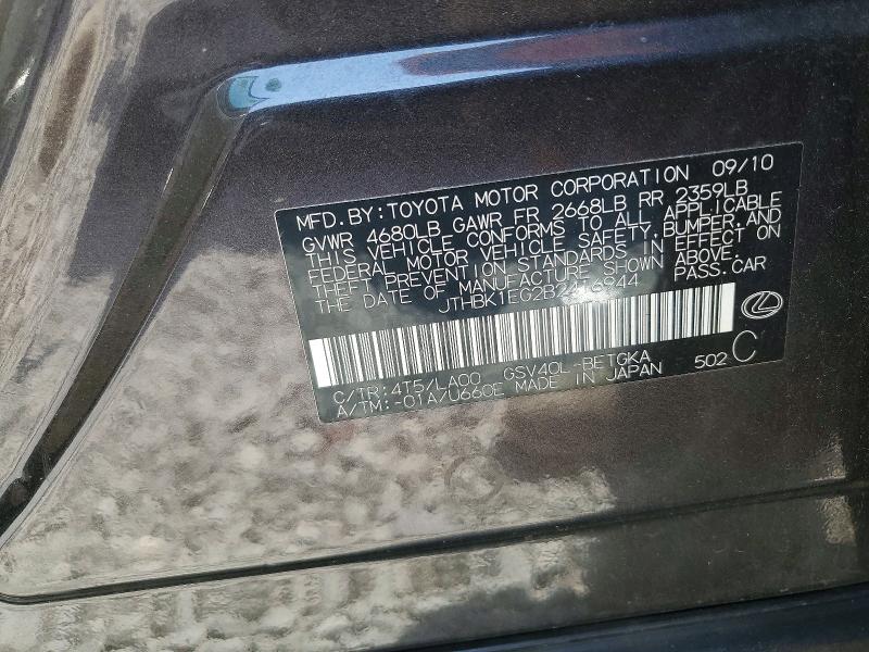 Aukcja sprzedaży 2011 Lexus Es, vin: JTHBK1EG2B2416944, numer aukcji: 65597256