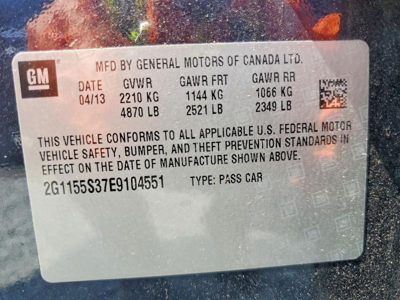 2014 Chevrolet Impala მანქანა იყიდება აუქციონზე, vin: 2G1155S37E9104551, აუქციონის ნომერი: 64341326