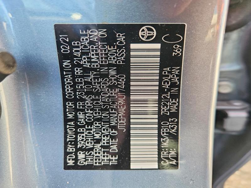 Aukcja sprzedaży 2021 Toyota Corolla, vin: JTDEPMAE9MJ174460, numer aukcji: 67011266