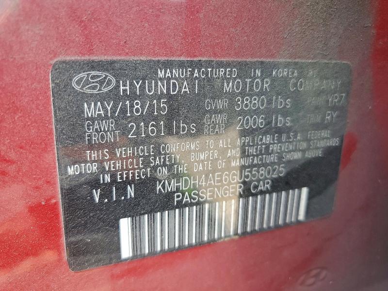 Продаж на аукціоні авто 2016 Hyundai Elantra, vin: KMHDH4AE6GU558025, номер лоту: 63731196