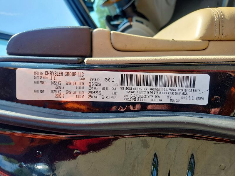 Продажа на аукционе авто 2012 Jeep Grand Cherokee, vin: 1C4RJFCG5CC176478, номер лота: 66001306