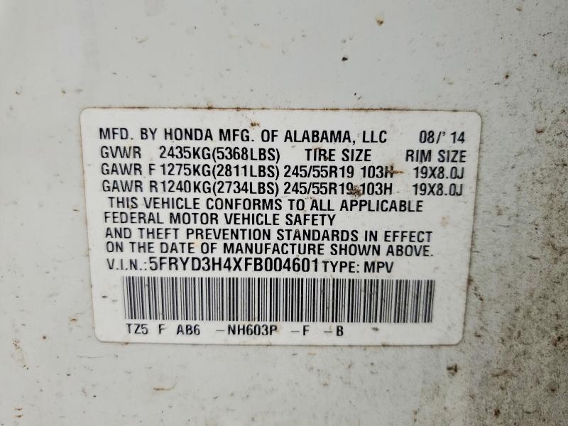 Продаж на аукціоні авто 2015 Acura Mdx, vin: 5FRYD3H4XFB004601, номер лоту: 63927326