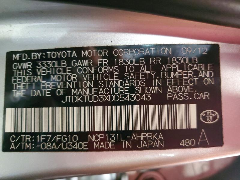 Продажа на аукционе авто 2013 Toyota Yaris, vin: JTDKTUD3XDD543043, номер лота: 64183916