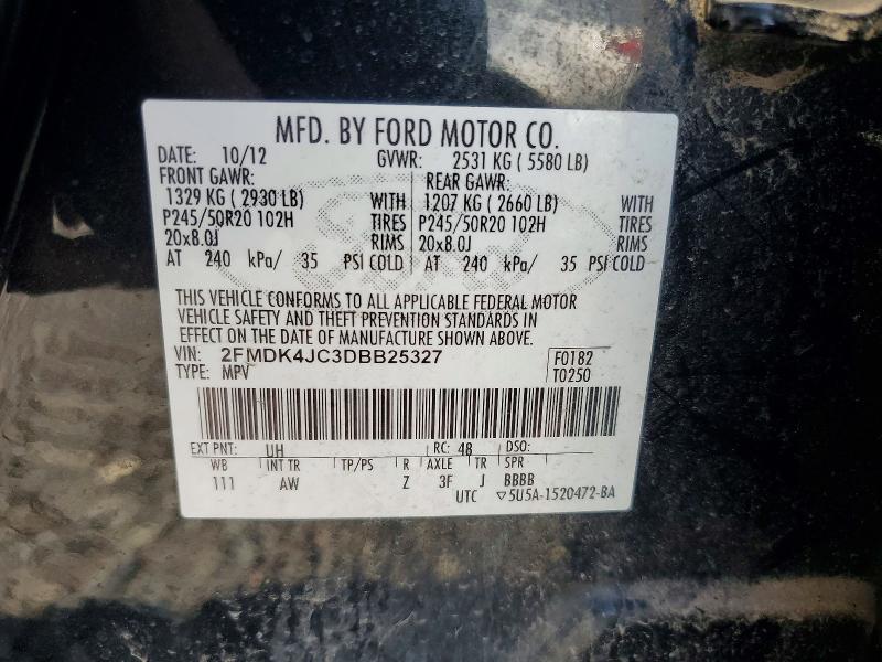 Aukcja sprzedaży 2013 Ford Edge, vin: 2FMDK4JC3DBB25327, numer aukcji: 65357796