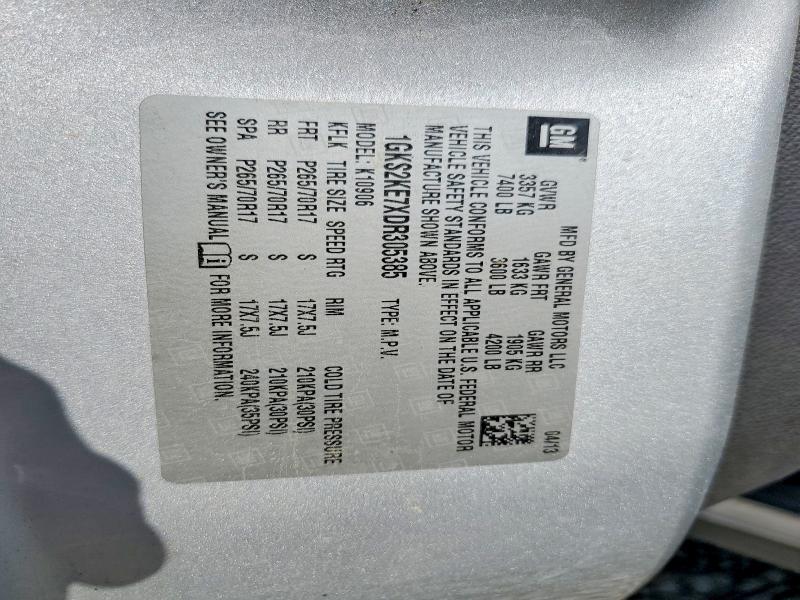 63739006 :رقم المزاد ، 1GKS2KE7XDR305385 vin ، 2013 Gmc Yukon Xl مزاد بيع