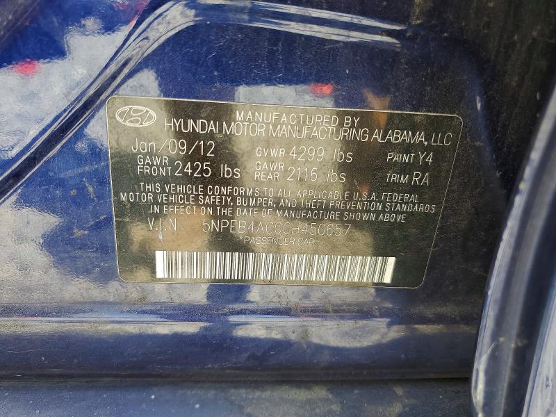 Продаж на аукціоні авто 2012 Hyundai Sonata, vin: 5NPEB4AC0CH450657, номер лоту: 66002326