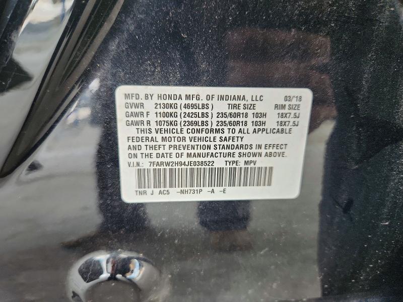Aukcja sprzedaży 2018 Honda Cr-v, vin: 7FARW2H94JE038522, numer aukcji: 63144356