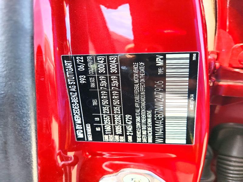 2022 Mercedes-benz Glb მანქანა იყიდება აუქციონზე, vin: W1N4M4GB7NW247906, აუქციონის ნომერი: 67104796