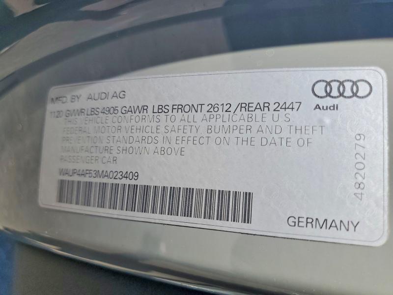 Auction sale of the 2021 Audi S5, vin: WAUP4AF53MA023409, lot number: 65305676