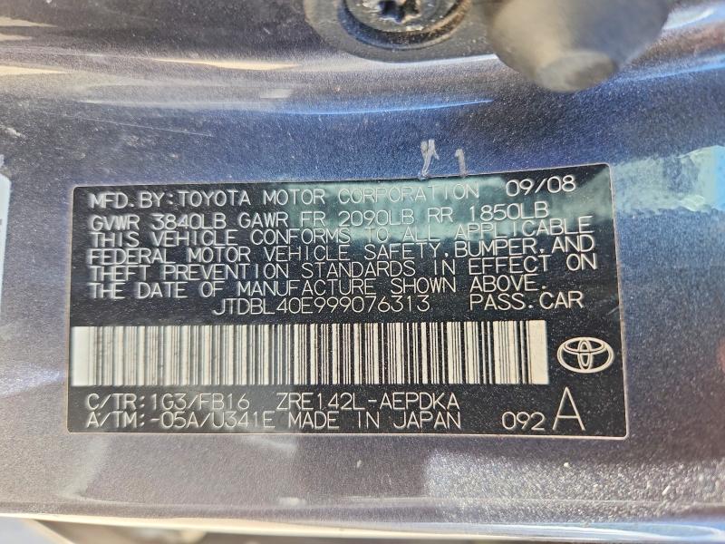 2009 Toyota Corolla მანქანა იყიდება აუქციონზე, vin: JTDBL40E999076313, აუქციონის ნომერი: 64948306