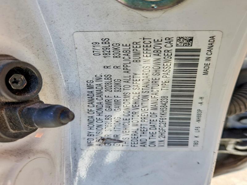 Aukcja sprzedaży 2019 Honda Civic, vin: 2HGFC2F61KH584238, numer aukcji: 66565446