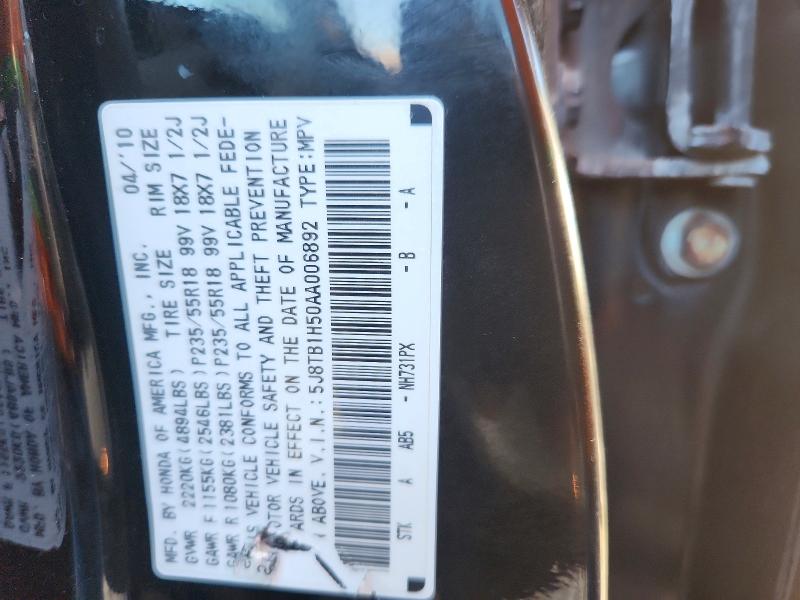 66510226 :رقم المزاد ، 5J8TB1H50AA006892 vin ، 2010 Acura Rdx مزاد بيع