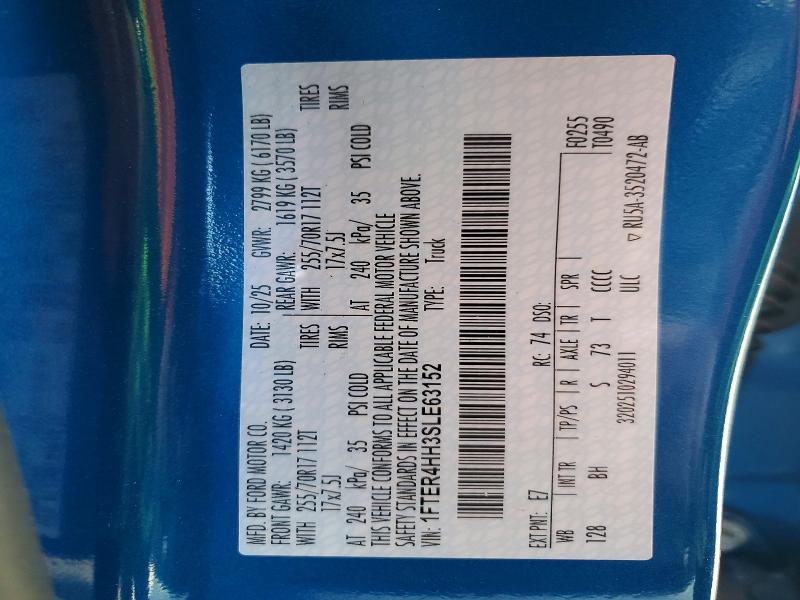 64617146 :رقم المزاد ، 1FTER4HH3SLE63152 vin ، 2025 Ford Ranger مزاد بيع