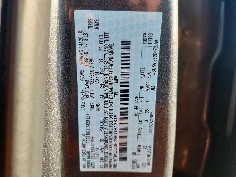 2014 Ford Escape მანქანა იყიდება აუქციონზე, vin: 1FMCU0F79EUB13818, აუქციონის ნომერი: 63138566