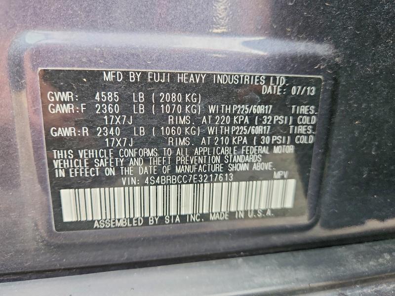 Продажа на аукционе авто 2014 Subaru Outback, vin: 4S4BRBCC7E3217613, номер лота: 65883186