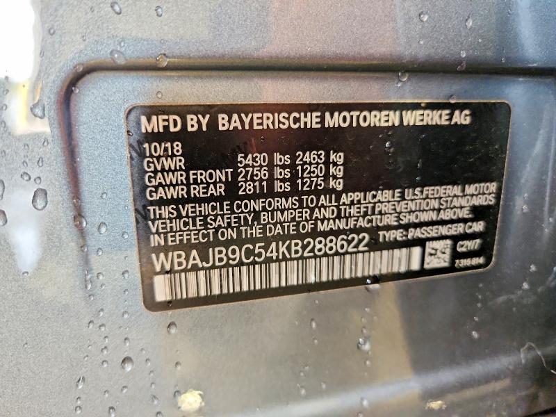2019 Bmw M550xi მანქანა იყიდება აუქციონზე, vin: WBAJB9C54KB288622, აუქციონის ნომერი: 67255326