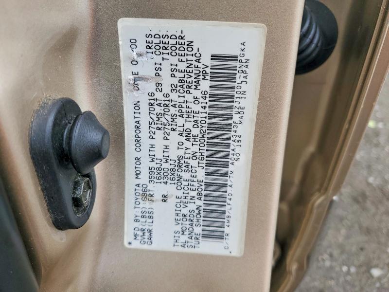 Aukcja sprzedaży 2000 Lexus Lx, vin: JT6HT00W2Y0114146, numer aukcji: 62273796