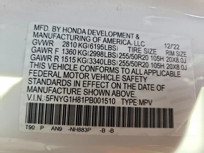Продаж на аукціоні авто 2023 Honda Pilot, vin: 5FNYG1H81PB001510, номер лоту: 64447476