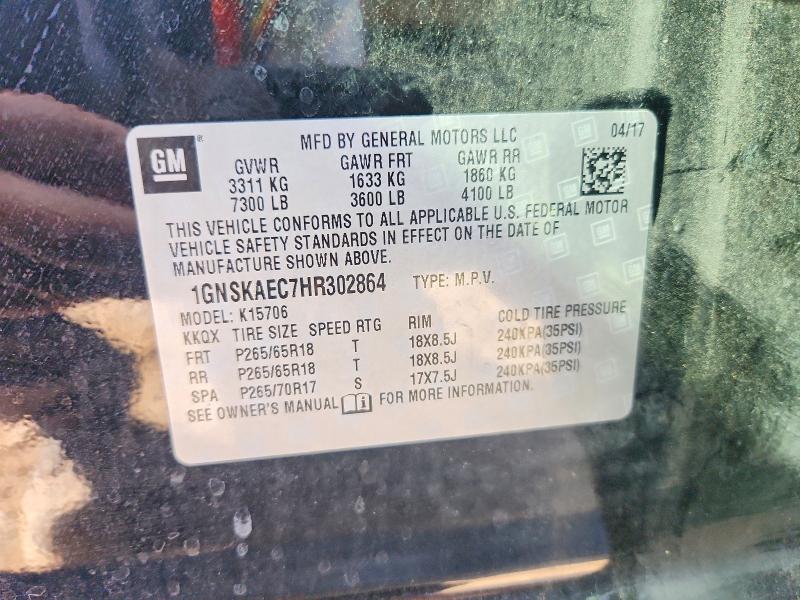 Aukcja sprzedaży 2017 Chevrolet Tahoe, vin: 1GNSKAEC7HR302864, numer aukcji: 65295246