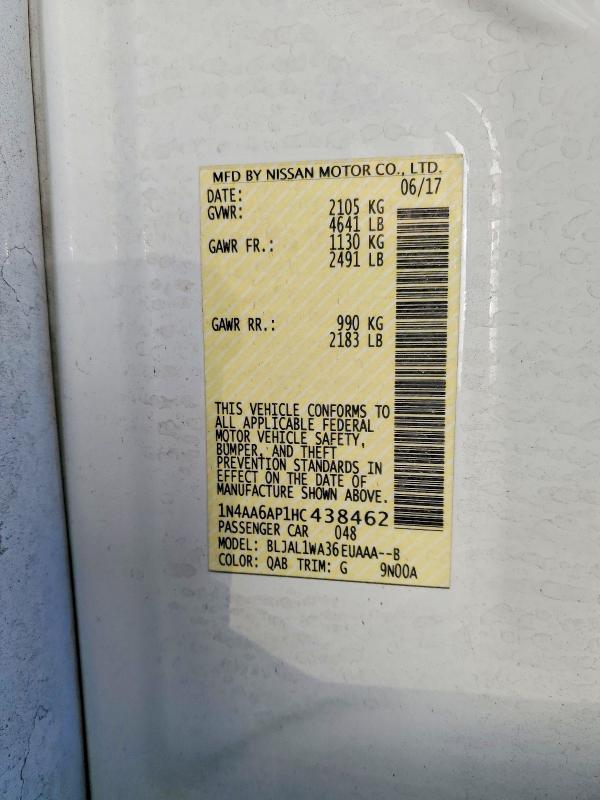 2017 Nissan Maxima მანქანა იყიდება აუქციონზე, vin: 1N4AA6AP1HC438462, აუქციონის ნომერი: 66118736