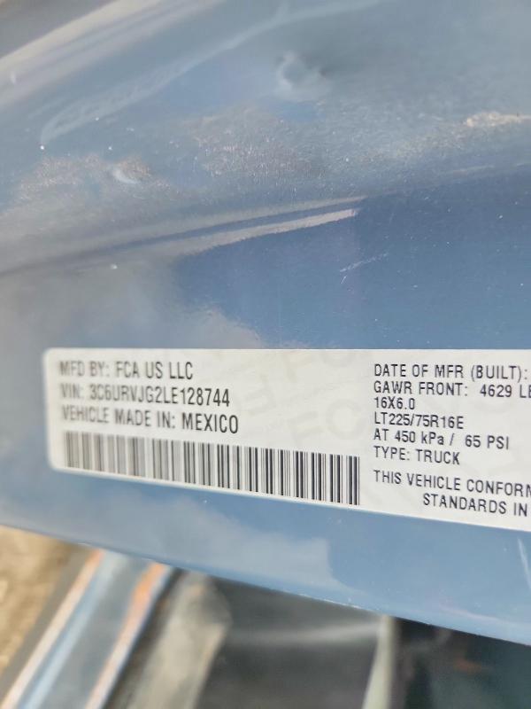 62543596 :رقم المزاد ، 3C6URVJG2LE128744 vin ، 2020 Ram Promaster 3500 مزاد بيع