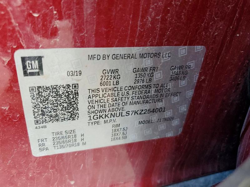Aukcja sprzedaży 2019 Gmc Acadia, vin: 1GKKNULS7KZ254001, numer aukcji: 64135476