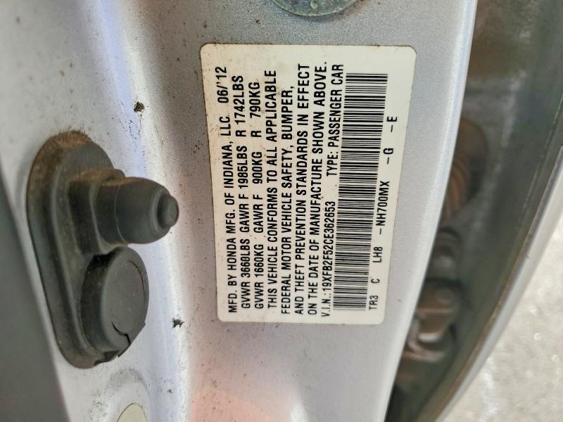 Продаж на аукціоні авто 2012 Honda Civic, vin: 19XFB2F52CE362653, номер лоту: 65812106