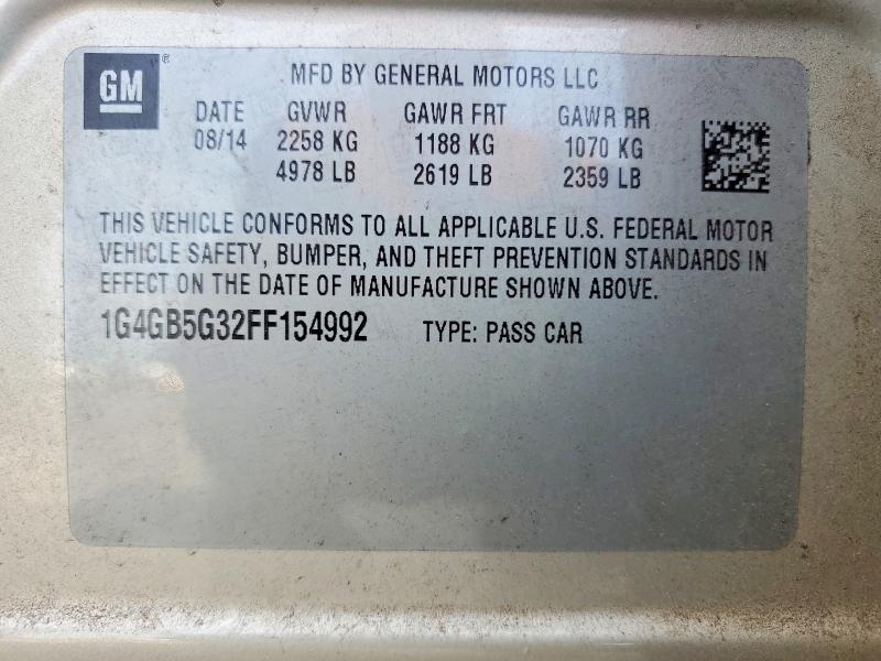 Продажа на аукционе авто 2015 Buick Lacrosse, vin: 1G4GB5G32FF154992, номер лота: 66510016