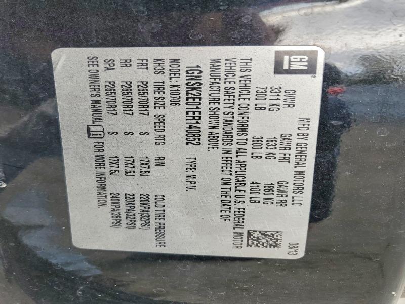 Aukcja sprzedaży 2014 Chevrolet Tahoe, vin: 1GNSK2E01ER140852, numer aukcji: 67332126