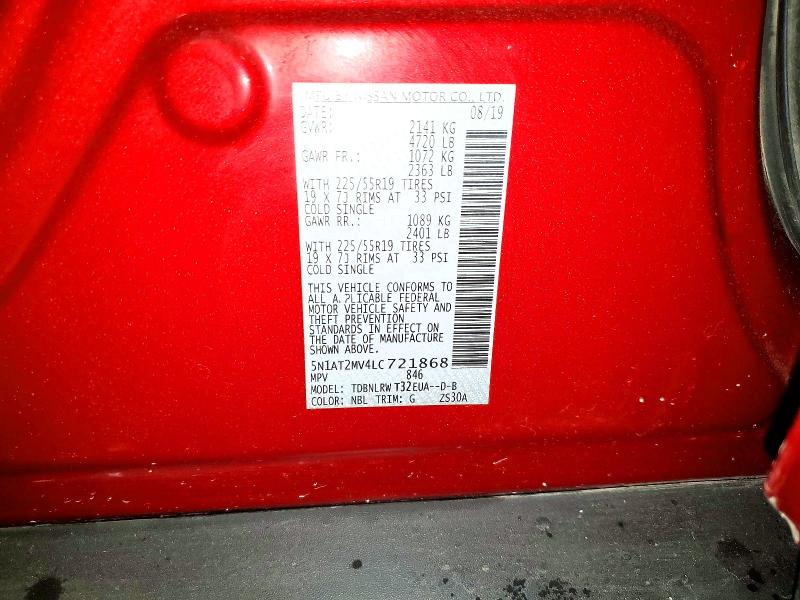 2020 Nissan Rogue მანქანა იყიდება აუქციონზე, vin: 5N1AT2MV4LC721868, აუქციონის ნომერი: 64724026