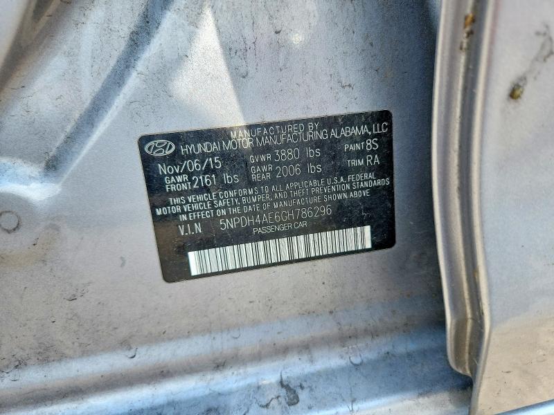 62839626 :رقم المزاد ، 5NPDH4AE6GH786296 vin ، 2016 Hyundai Elantra مزاد بيع